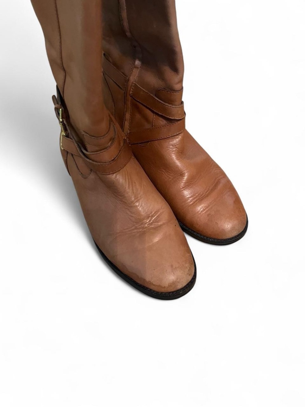 Ralph Lauren Cognac Leather Over-the-Knee Riding Boots - Picture 4 of 8
